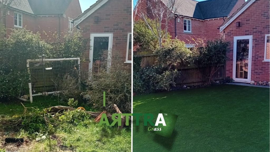 Artificial Grass Mawsley Before After